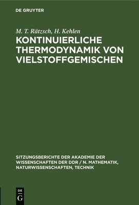 bokomslag Kontinuierliche Thermodynamik Von Vielstoffgemischen