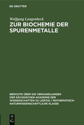 bokomslag Zur Biochemie Der Spurenmetalle
