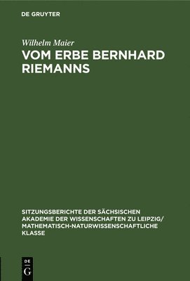 bokomslag Vom Erbe Bernhard Riemanns