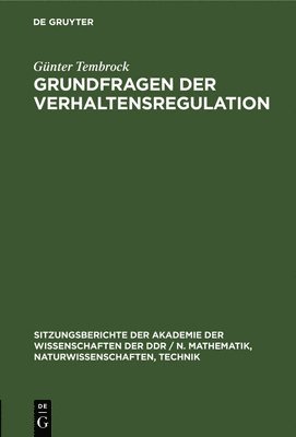 bokomslag Grundfragen Der Verhaltensregulation