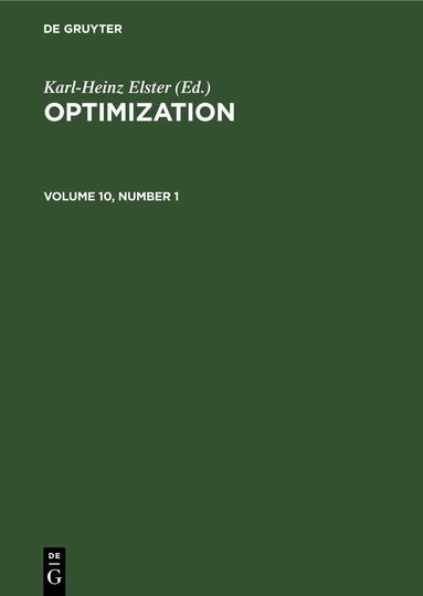 Karl-Heinz Elster - Optimization. Volume 10, Number 1, Inbunden