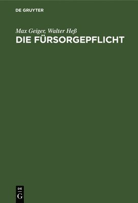 bokomslag Die Fürsorgepflicht