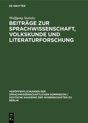 Beitrge Zur Sprachwissenschaft, Volkskunde Und Literaturforschung 1