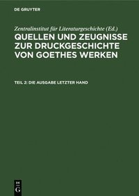 bokomslag Die Ausgabe Letzter Hand