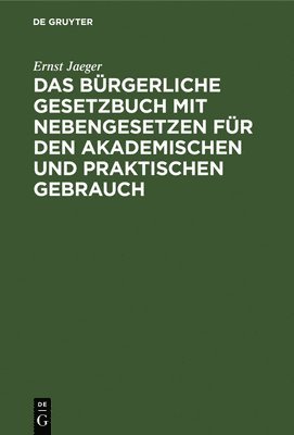 bokomslag Das Bürgerliche Gesetzbuch Mit Nebengesetzen Für Den Akademischen Und Praktischen Gebrauch