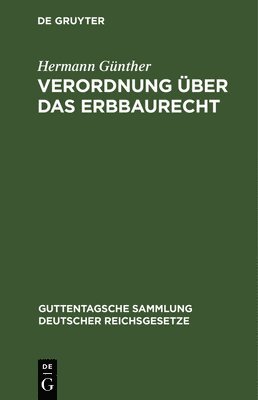 bokomslag Verordnung ber Das Erbbaurecht