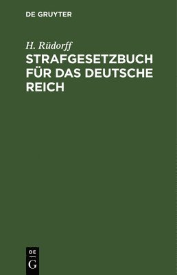 Strafgesetzbuch Für Das Deutsche Reich