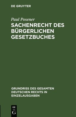 bokomslag Sachenrecht Des Brgerlichen Gesetzbuches