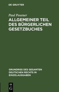 bokomslag Allgemeiner Teil Des Brgerlichen Gesetzbuches
