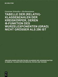 bokomslag Tabelle Der (Relativ)-Klassenzahlen Der Kreiskrper, Deren &#966;-Funktion Des Wurzelexponenten (Grad) Nicht Grer ALS 256 Ist