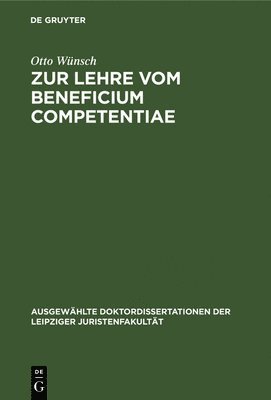 bokomslag Zur Lehre Vom Beneficium Competentiae