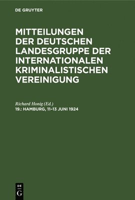 Richard Honig - Hamburg, 11-13 Juni 1924, Inbunden
