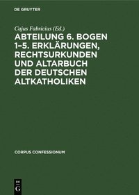 bokomslag Abteilung 6. Bogen 1-5. Erklrungen, Rechtsurkunden Und Altarbuch Der Deutschen Altkatholiken