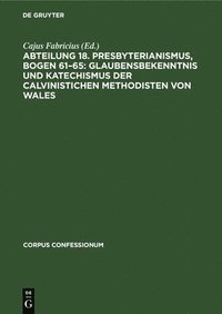 bokomslag Abteilung 18. Presbyterianismus, Bogen 61-65: Glaubensbekenntnis Und Katechismus Der Calvinistichen Methodisten Von Wales