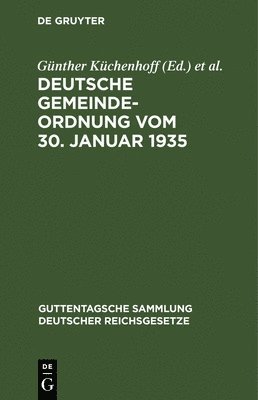 bokomslag Deutsche Gemeindeordnung Vom 30. Januar 1935