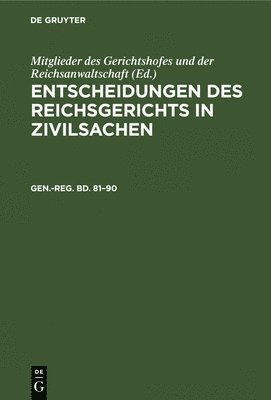 H Cornelius - Generalregister Zum Band 81-90, Inbunden