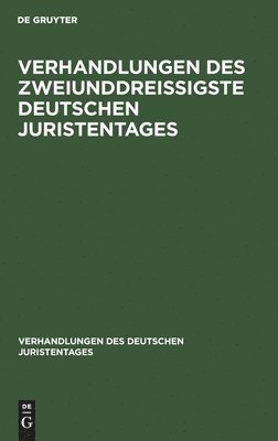 bokomslag Verhandlungen Des Zweiunddreißigste Deutschen Juristentages