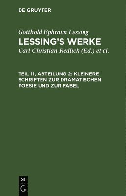 bokomslag Kleinere Schriften Zur Dramatischen Poesie Und Zur Fabel