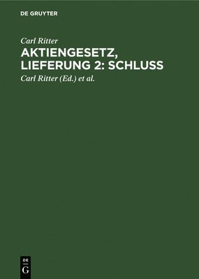 Aktiengesetz, Lieferung 2: Schlu 1