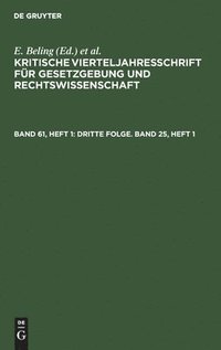 bokomslag Dritte Folge. Band 25, Heft 1