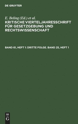 Degruyter - Dritte Folge. Band 25, Heft 1, Inbunden