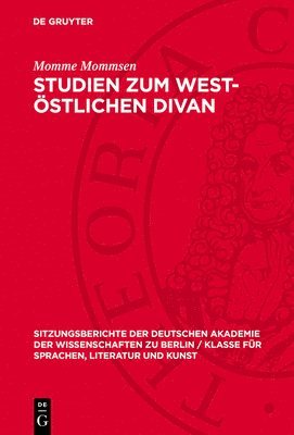 bokomslag Studien Zum West-Östlichen Divan