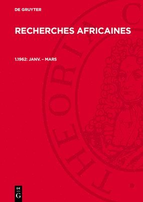 bokomslag Recherches Africaines, 1.1962, janv. - mars