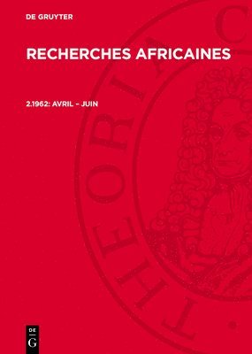 bokomslag Recherches Africaines, 2.1962, avril - juin