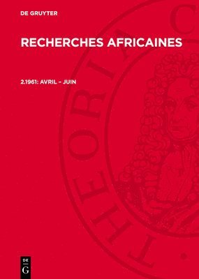 bokomslag Recherches Africaines, 2.1961, avril - juin