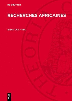 bokomslag Recherches Africaines, 4.1961, oct. - dec.