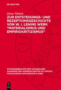 bokomslag Zur Entstehungs- Und Rezeptionsgeschichte Von W. I. Lenins Werk 'Materialismus Und Empiriokritizismus'