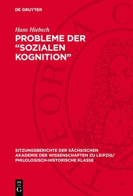 bokomslag Probleme Der "Sozialen Kognition": In Memoriam Henri Tajfel (1919-1982)