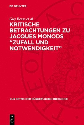 bokomslag Kritische Betrachtungen Zu Jacques Monods "Zufall Und Notwendigkeit"