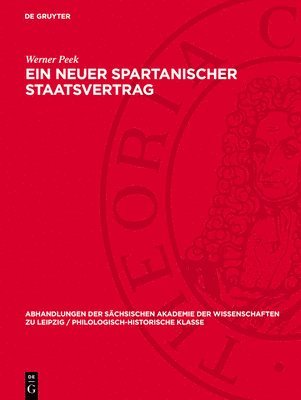 Werner Peek - Ein Neuer Spartanischer Staatsvertrag, Inbunden