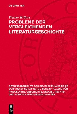 bokomslag Probleme Der Vergleichenden Literaturgeschichte