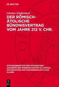 bokomslag Der Römisch-Ätolische Bündnisvertrag Vom Jahre 212 V. Chr.