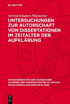 bokomslag Untersuchungen Zur Autorschaft Von Dissertationen Im Zeitalter Der Aufklärung