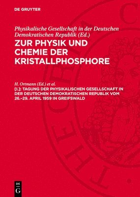 bokomslag Tagung Der Physikalischen Gesellschaft in Der Deutschen Demokratischen Republik Vom 26.-29. April 1959 in Greifswald