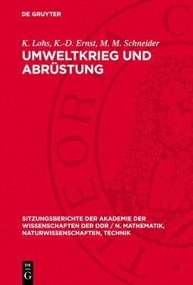 bokomslag Umweltkrieg Und Abrüstung: Probleme Und Perspektiven