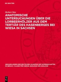 bokomslag Anatomische Untersuchungen Über Die Lorbeerhölzer Aus Dem Tertiär Des Hasenberges Bei Wiesa in Sachsen