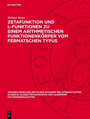 bokomslag Zetafunktion Und L-Funktionen Zu Einem Arithmetischen Funktionenkörper Vom Fermatschen Typus