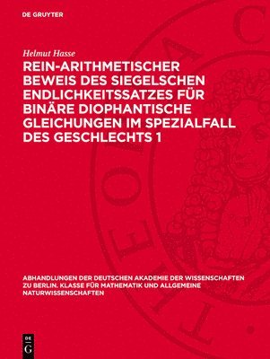 bokomslag Rein-Arithmetischer Beweis Des Siegelschen Endlichkeitssatzes Für Binäre Diophantische Gleichungen Im Spezialfall Des Geschlechts 1