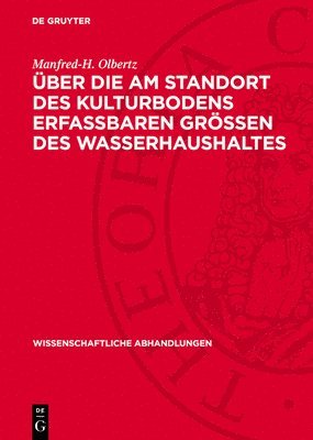 bokomslag Über Die Am Standort Des Kulturbodens Erfaßbaren Größen Des Wasserhaushaltes