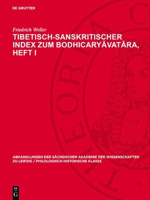 bokomslag Tibetisch-Sanskritischer Index Zum Bodhicary&#257;vat&#257;ra, Heft I