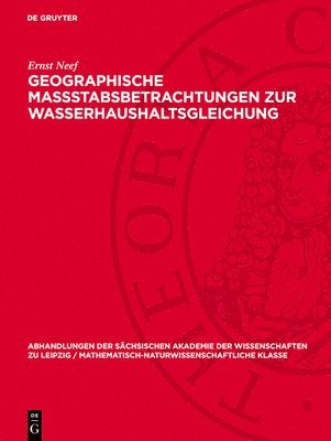 Geographische Massstabsbetrachtungen Zur Wasserhaushaltsgleichung 1