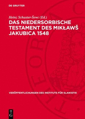 bokomslag Das Niedersorbische Testament Des Miklaws Jakubica 1548