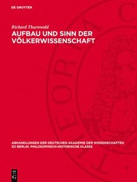 bokomslag Aufbau Und Sinn Der Völkerwissenschaft