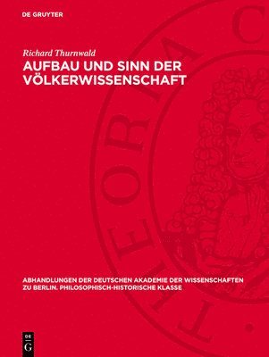 bokomslag Aufbau Und Sinn Der Völkerwissenschaft