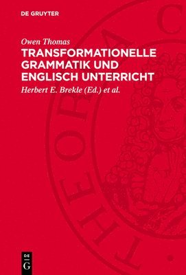 bokomslag Transformationelle Grammatik Und Englisch Unterricht: Eine Einführung