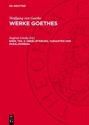 bokomslag Epen, Teil 2: Überlieferung, Varianten und Paralipomena